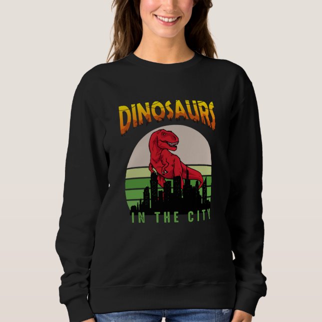 Camiseta Dinossauro na Cidade | Design de Dinossauro (Frente)