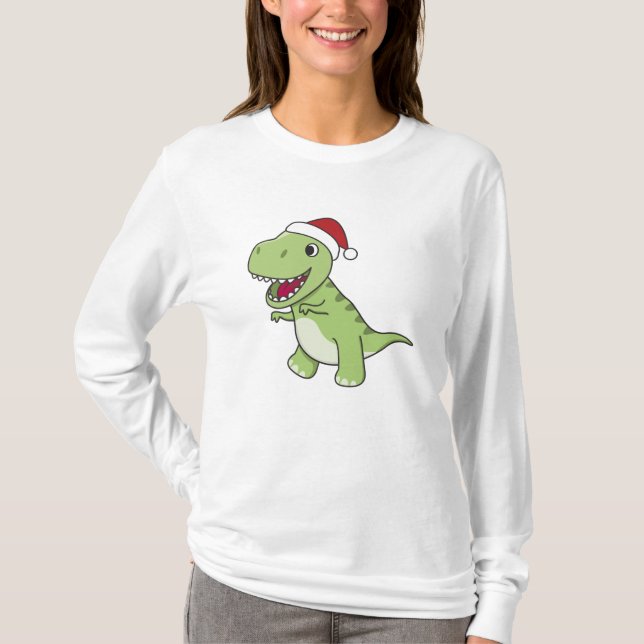 Camiseta Dinossauro Natal Neve Inverno T-Rex Dino (Frente)
