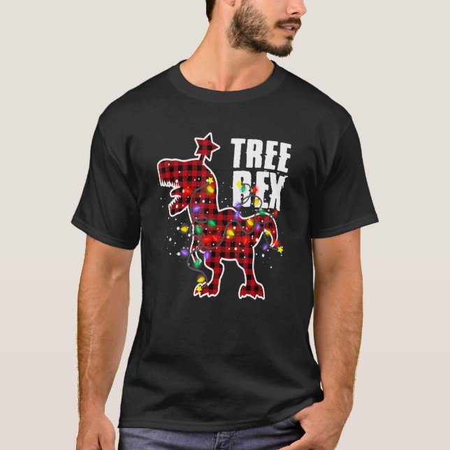 Camiseta Dinossauro Natal Pijamas Tree Rex Costume Xmas L (Frente)