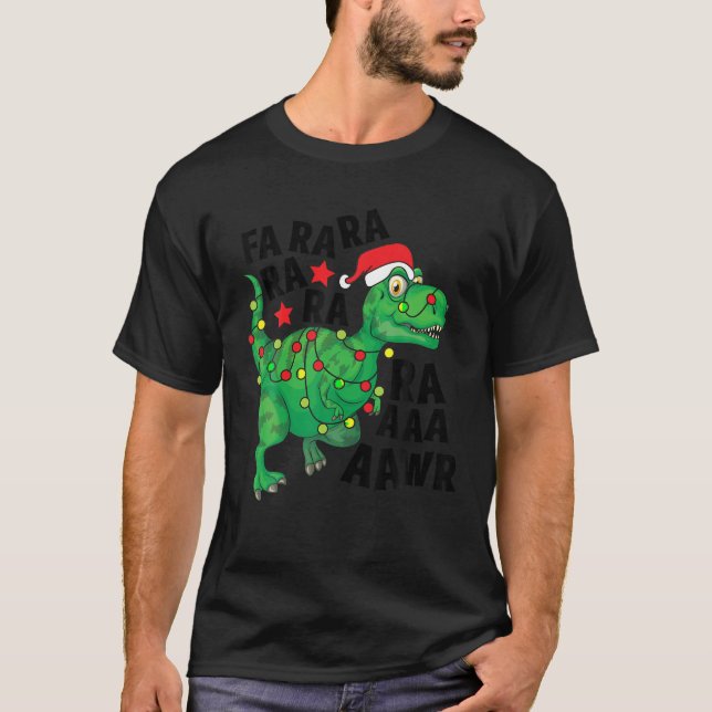 Camiseta Dinossauro Natal Santa Hat Fa Ra Ra Rawr T Rex X (Frente)