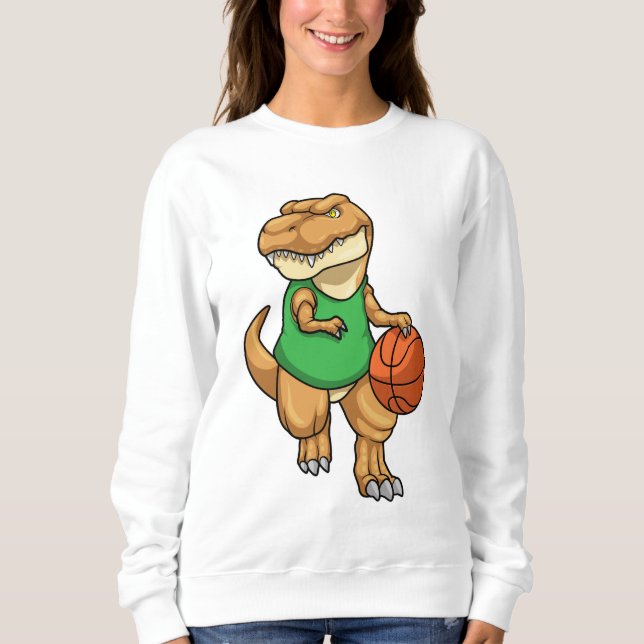Camiseta Dinossauro no Esporte com Basquete (Frente)