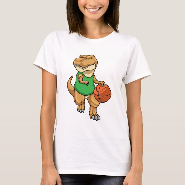 Camiseta Dinossauro no Esporte com Basquete (Frente)