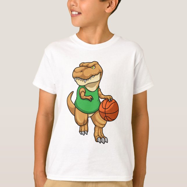 Camiseta Dinossauro no Esporte com Basquete (Frente)