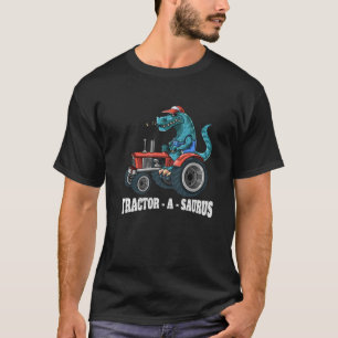 Camiseta Dinossauro No Trator Trator A-Saurus Farmer Kids B