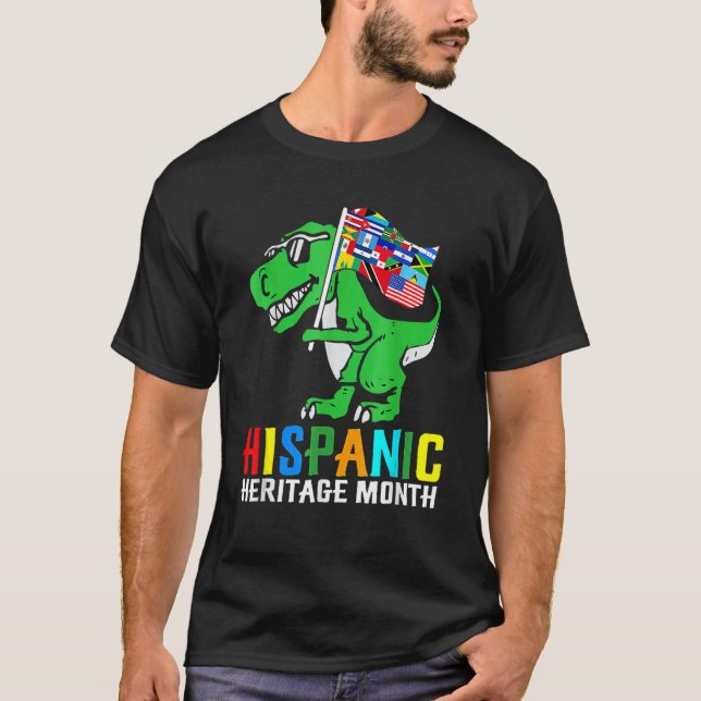 Camiseta Dinossauro Países Latinos Bandeira Patrimônio Hisp (Frente)