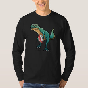 Camiseta Dinossauro Para Homens Mulheres Sushi Arroz Lanche