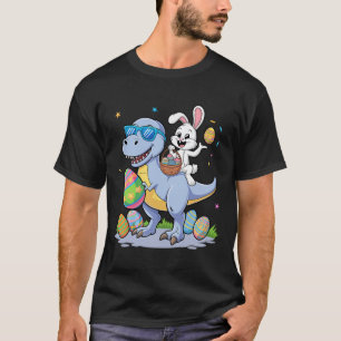 Camiseta Dinossauro páscoa T-rex E Bunny Segurando E Colori