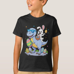 Camiseta Dinossauro páscoa T-rex E Bunny Segurando E Colori