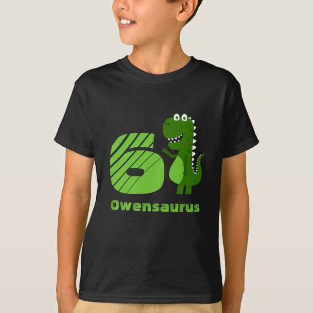 Camiseta Dinossauro Personalizado de Aniversário de 6 (Frente)