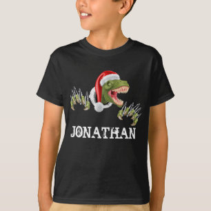 Camiseta Dinossauro Personalizado do T-Rex Santa Claus