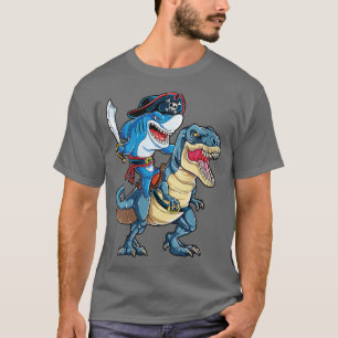 Camiseta Dinossauro pirata de tubarão do Halloween t re ske