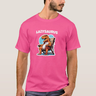 Camiseta Dinossauro preguiçoso. Lazysaurus. Recliner-Rex. D