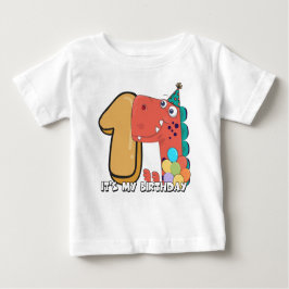 Camiseta Dinossauro primeiro aniversario do Bebê