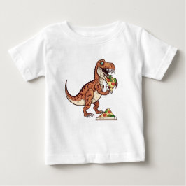 Camiseta Dinossauro raptor comendo pizza, presente de anive