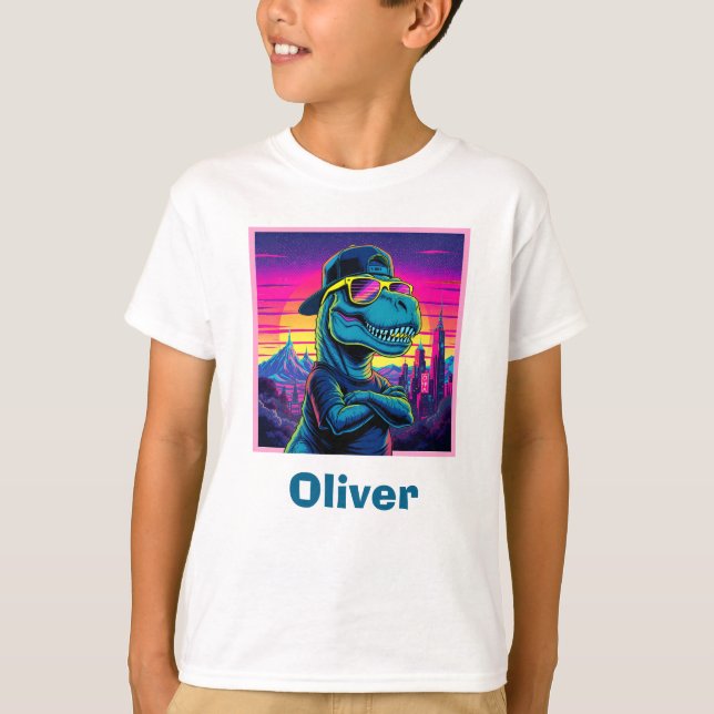 Camiseta Dinossauro Retro Punk (Frente)