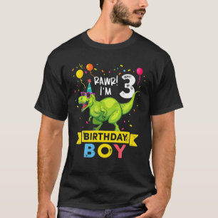 Camiseta Dinossauro Rex Do aniversário de 3 anos De 3 Anos