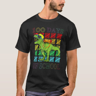 Camiseta Dinossauro Rex Feliz 100º Dia Da Escola Dino Crian