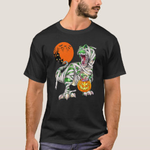 Camiseta Dinossauro Rex Mummy Assustador Halloween Pumpkin