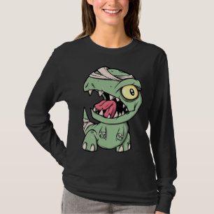 Camiseta Dinossauro Rex Zumbi Para Meninos Múmia Halloween