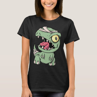Camiseta Dinossauro Rex Zumbi Para Meninos Múmia Halloween