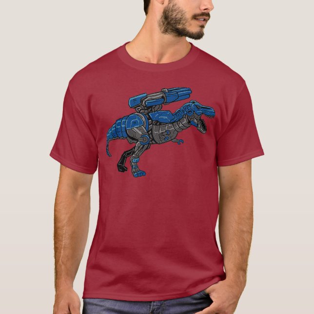 Camiseta Dinossauro Robô Dino T-Rex Cyberpunk Tyrannosaur (Frente)