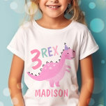 Camiseta Dinossauro Rosa Três Partido aniversário de 3 anos<br><div class="desc">Dinossauro rosa Três Camisas T de aniversário de 3 anos Rex Todos os designs são © PIXEL PERFECTION PARTY LTD</div>