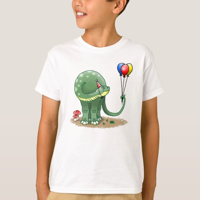 Camiseta Dinossauro segurando Balões (Frente)