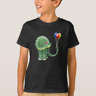 Camiseta Dinossauro segurando Balões