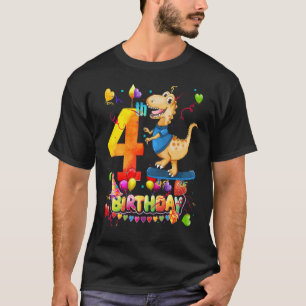 Camiseta Dinossauro, sou Garotas de 4 anos, aniversário Din