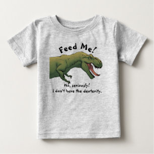Camiseta Dinossauro T-Rex Alimenta-Me Uma Roupa De Bebê