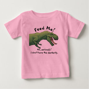 Camiseta Dinossauro T-Rex Alimenta-Me Uma Roupa De Bebê