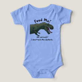 Camiseta Dinossauro T-Rex Alimenta-Me Uma Roupa De Bebê