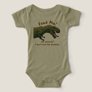 Camiseta Dinossauro T-Rex Alimenta-Me Uma Roupa De Bebê