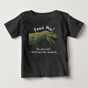 Camiseta Dinossauro T-Rex Alimenta-Me Uma Roupa De Bebê