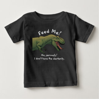 Camiseta Dinossauro T-Rex Alimenta-Me Uma Roupa De Bebê