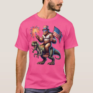 Camiseta Dinossauro T Rex Andando Sasquatch Bigfoot Engraça