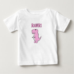 Camiseta Dinossauro T-Rex, Cartoon Rosa, Bonito E Irritado