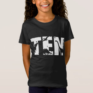 Camiseta Dinossauro T Rex, Dom 10 Anos, Criança de Aniversá