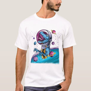 Camiseta Dinossauro T-Rex Engraçado no Espaço