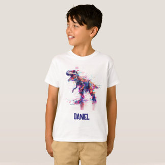 Camiseta Dinossauro T-Rex Futurístico Com Nome Para Criança