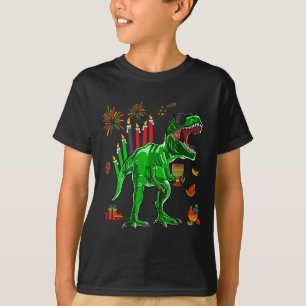 Camiseta Dinossauro T-rex Happy Kwanzaa Sete Princípios De