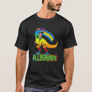 Camiseta Dinossauro T Rex LGBT Orgulho gay Flag Allysaurus