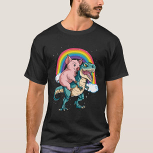 Camiseta Dinossauro T Rex Rainbow Cloud Sparkles Pig