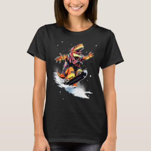 Camiseta Dinossauro T-rex Snowboard Snowboarder Vencer