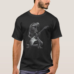 Camiseta Dinossauro Tocando Guitarra Rock Star Rock and Rol