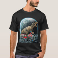 Dinossauro Trex Na Bicicleta Espacial Na Lua Engra