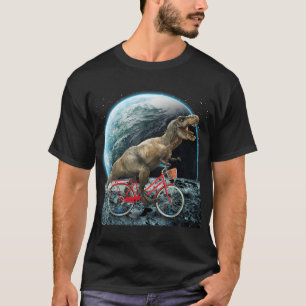 Camiseta Dinossauro Trex Na Bicicleta Espacial Na Lua Engra