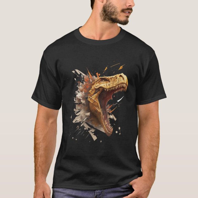 Camiseta Dinossauro Tyrannosaurus Rex zangado legal 1 (Frente)