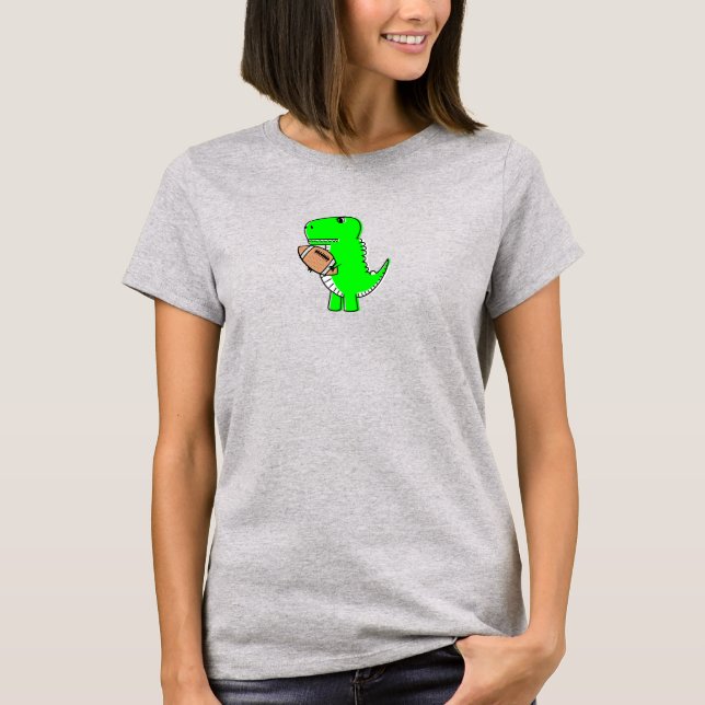 Camiseta Dinossauro Verde Adora Futebol (Frente)