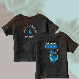Camiseta Dinossauro Verde Azul Brito Primeiro Aniversário